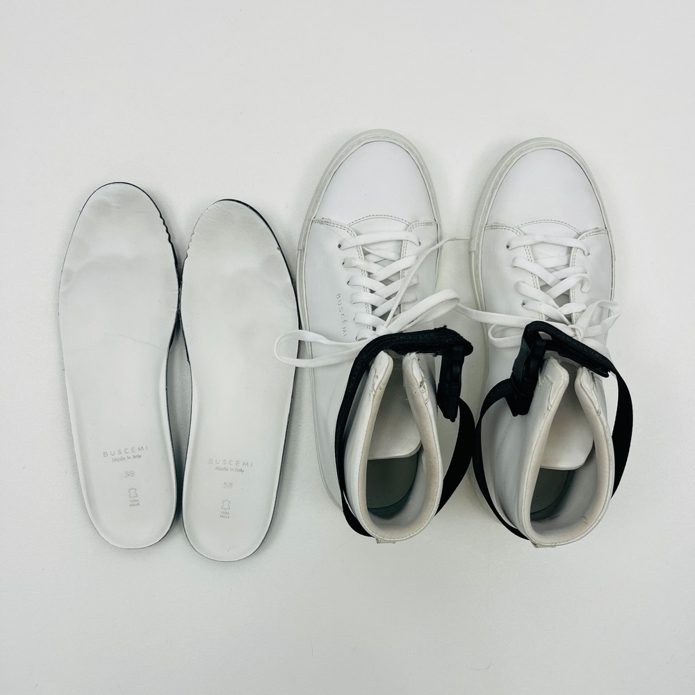 Buscemi Leather High Top Sneakers 100mm Buckle Closure‎ EU 38 US 8 - Picture 9 of 16